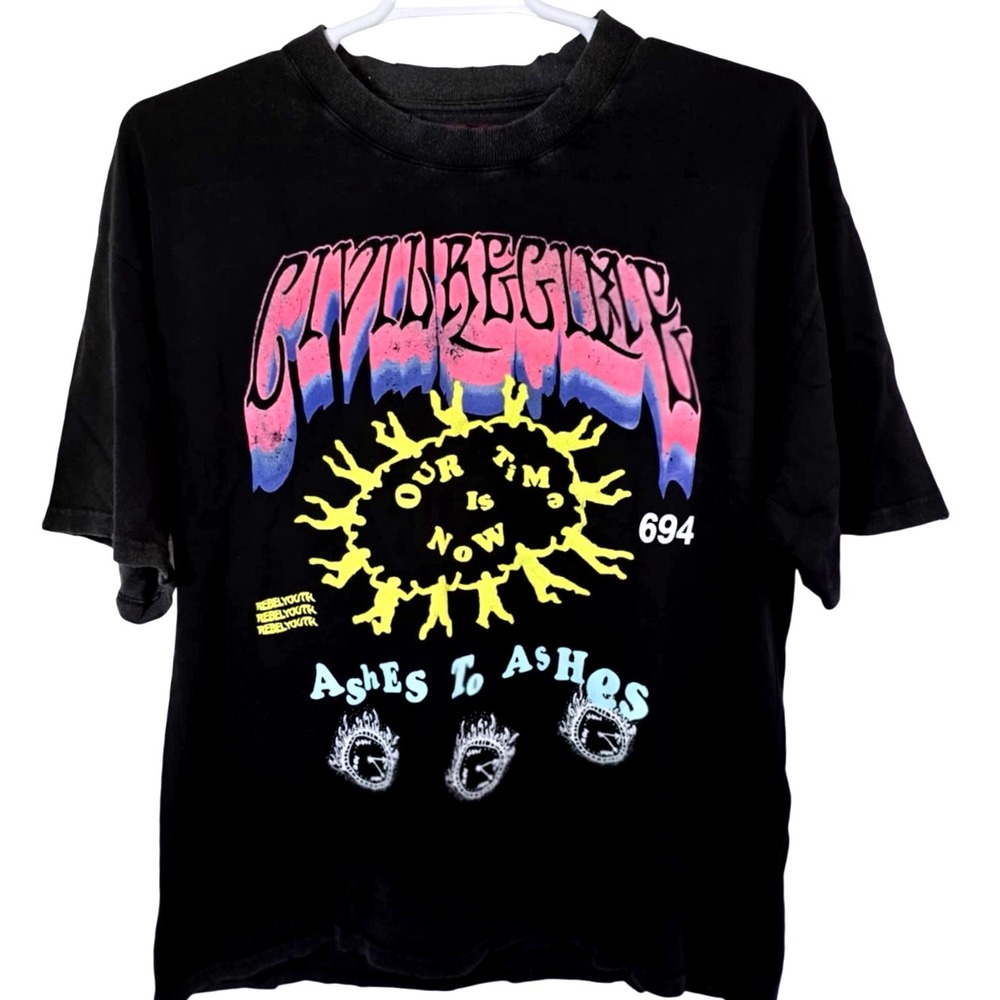 CIVIL REGIME Our Time‎ Is Now Ashes To Ashes Tshirt Size Large
